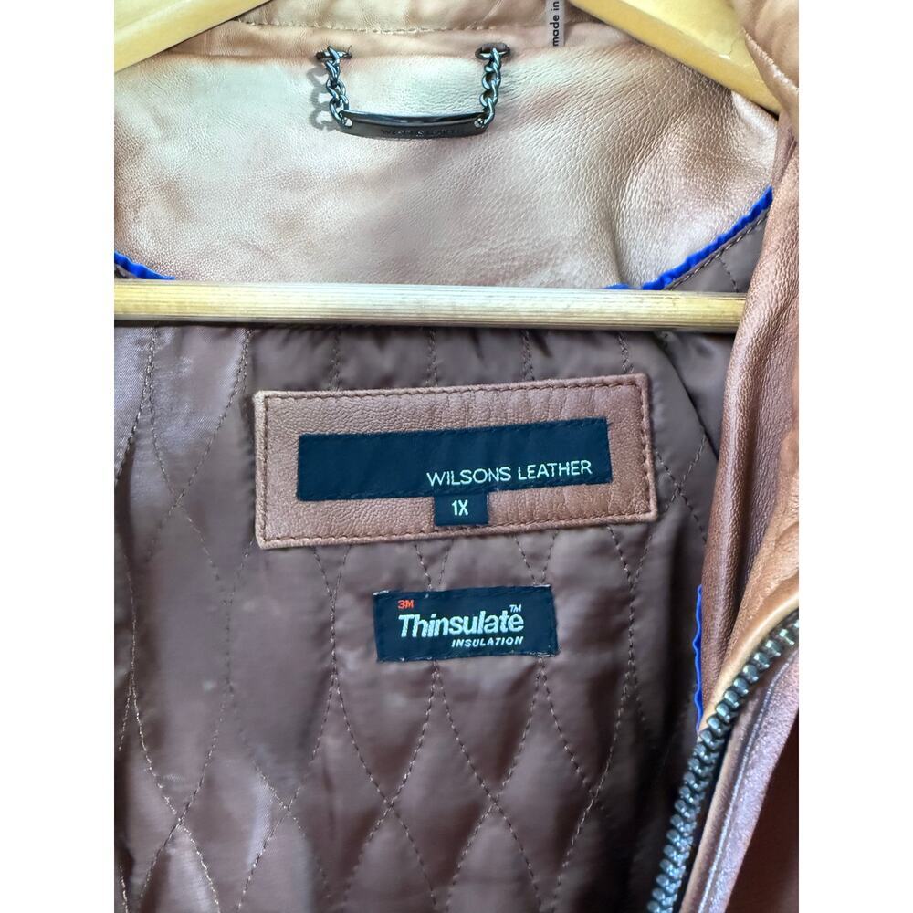 Wilsons Brown Leather Hooded Fur-Trim Jacket Women’s 1X Genuine Leather Coat - Picture 6 of 11